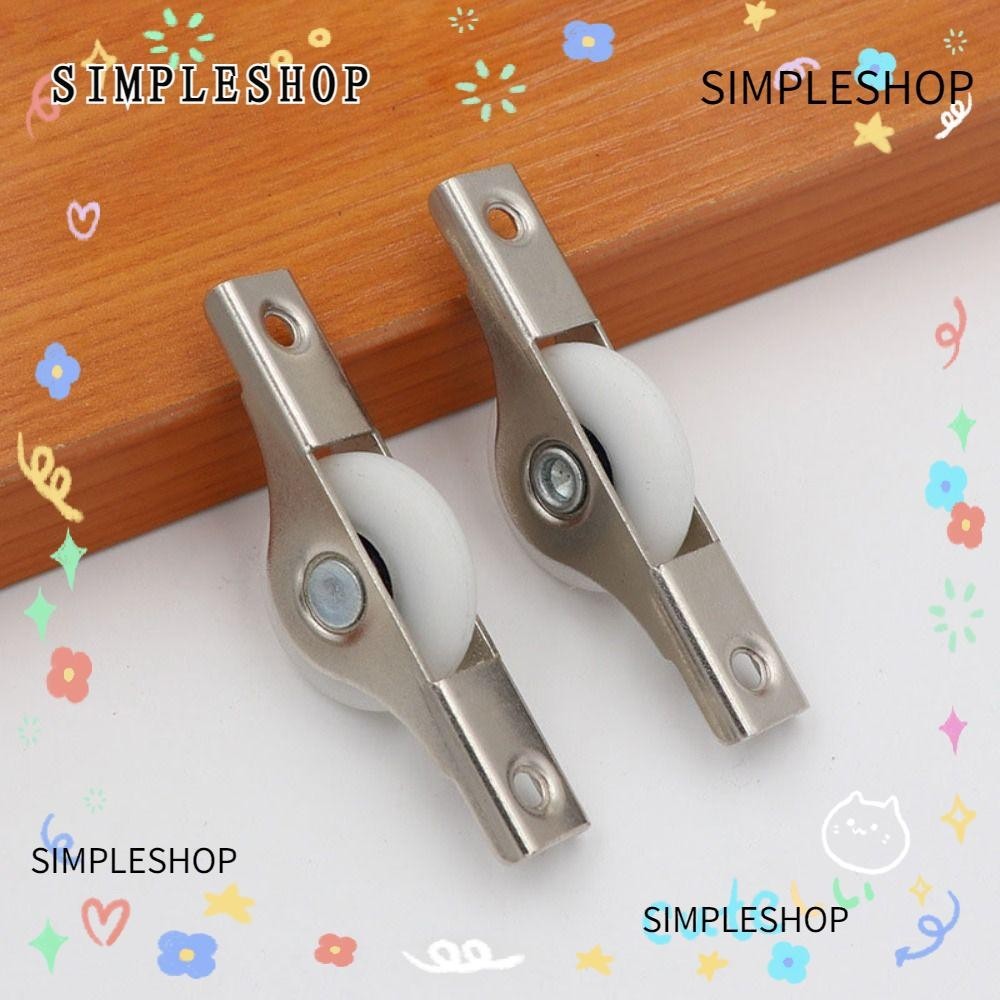 Simpleshop 推拉門底滑輪,黑鐵穀倉門滾輪,便攜式尼龍銀色推拉門軌道輪工人