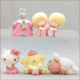 [HQ2] 5 件三麗鷗可動人偶草莓 Hello Kitty Cinnamoroll 模型娃娃玩具兒童禮物系列