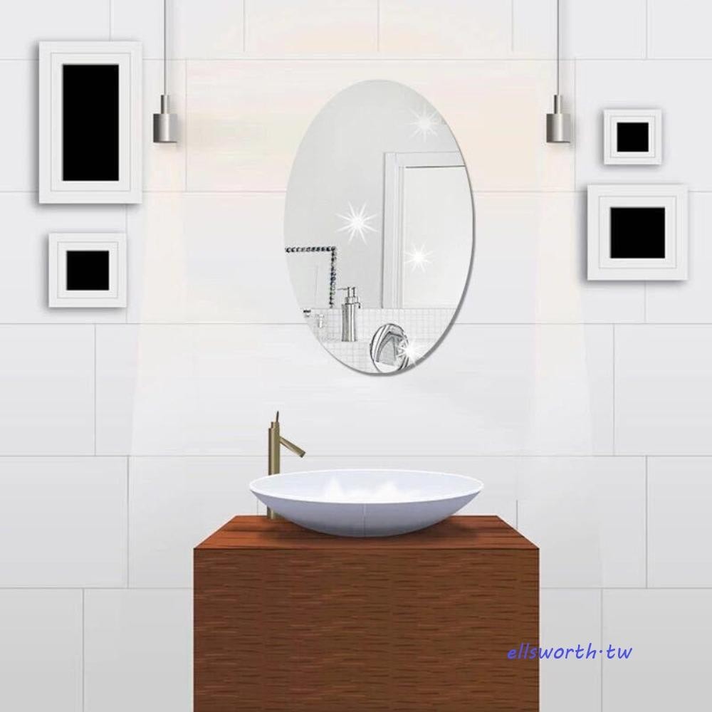 ELLSWORTH丙烯酸鏡子可拆卸自粘3D效果淋浴橢圓形用於浴室/墻壁化妝鏡子