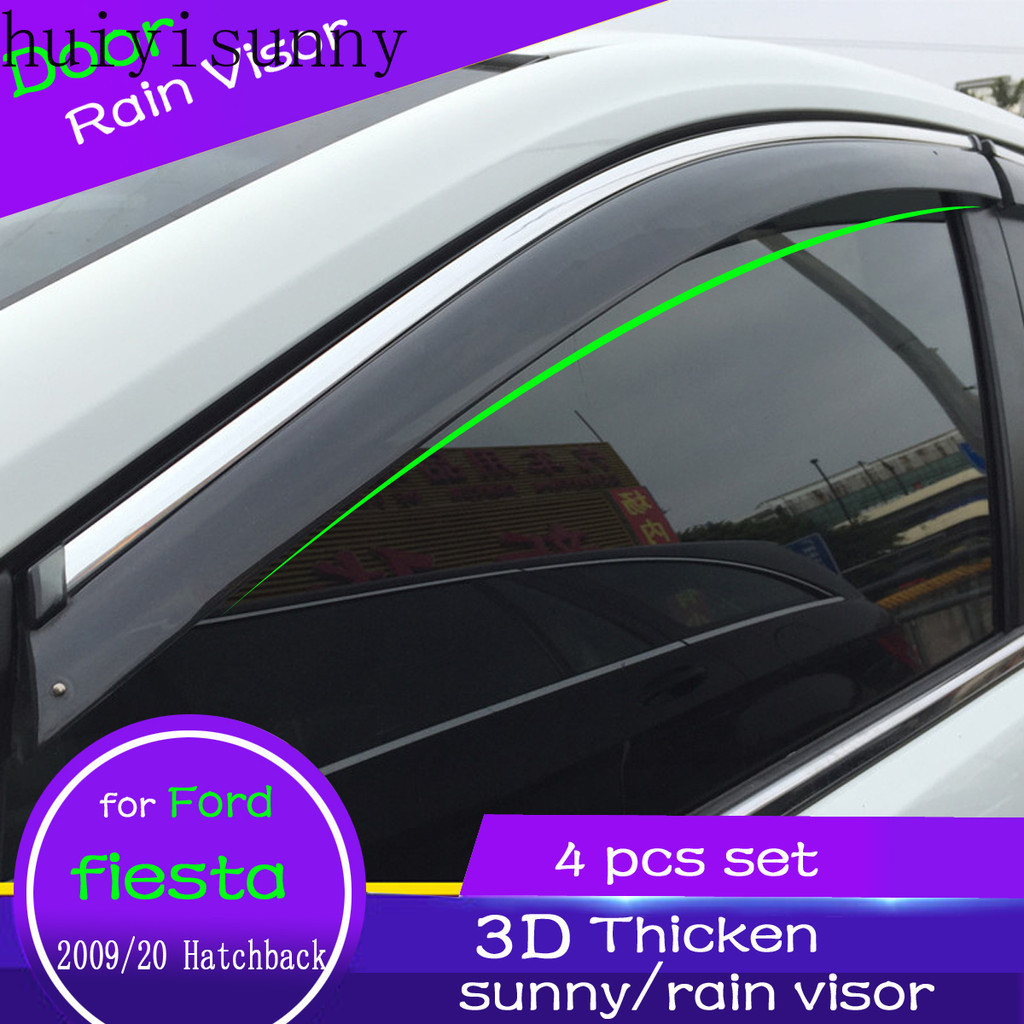 FIESTA Hys 雨罩適用於福特嘉年華 2009-2020 車門窗通風罩 4 件掀背轎車遮陽板導流板護罩