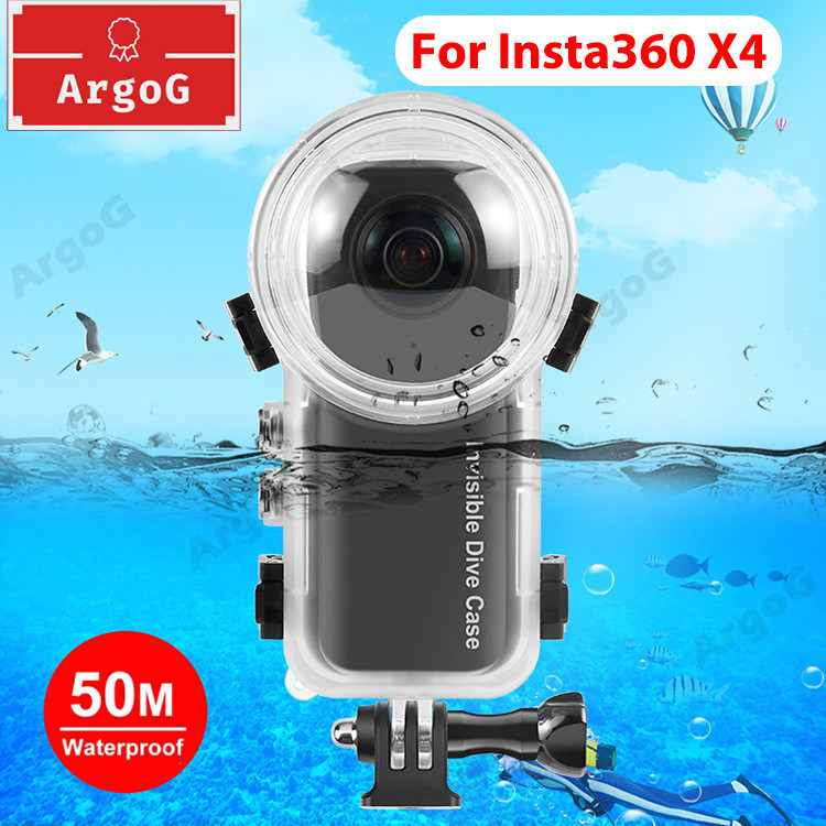 Argog Insta360 X4 / X3 50M 隱形潛水箱防水外殼帶支架 Insta360 X4 X3 配件