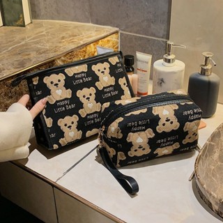 韓版時尚可愛小熊化妝包氣質簡約手提手拿包大容量洗漱包收納包潮5.6