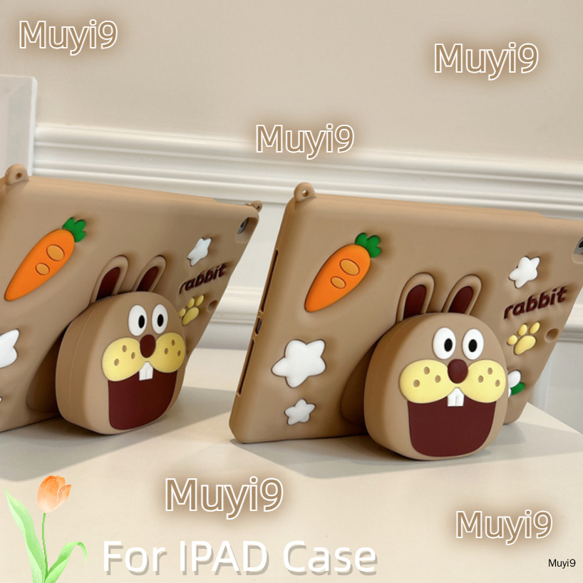 可愛卡通搞笑三維兔胡蘿蔔伸縮支架適用於新款 IPad Pro11 M2 2022 保護套 Mini4/5 Mini6 保