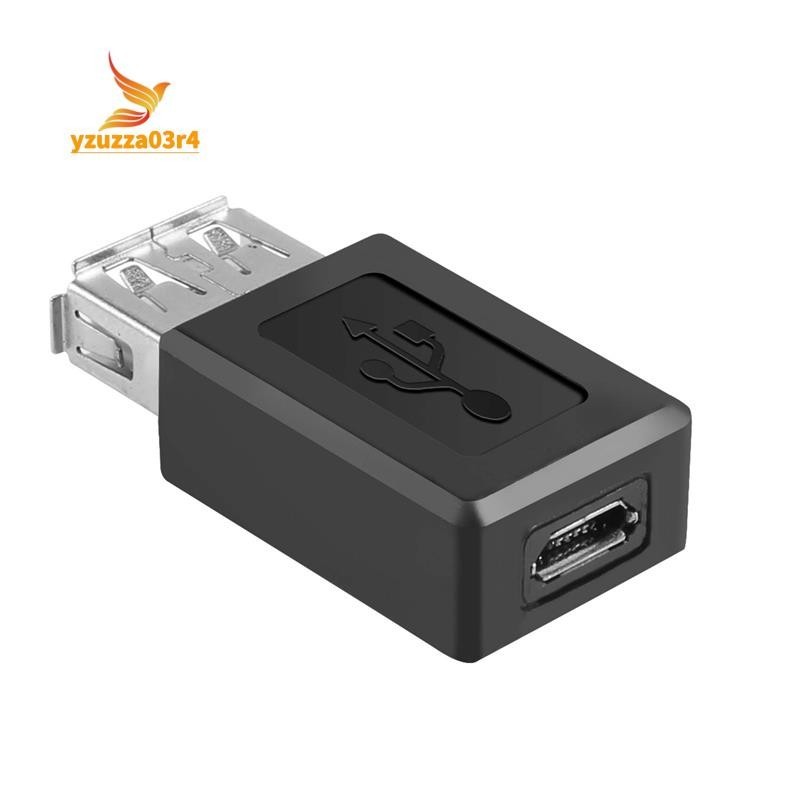 黑色 USB 2.0 A 型母頭轉 Micro-USB B 母頭適配器插頭轉換器