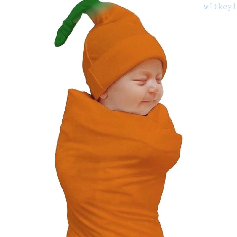 Wit Wrap 毛毯帽子嬰兒攝影萬聖節新生兒長尾豆豆包裹照片擺姿勢道具裝扮配件