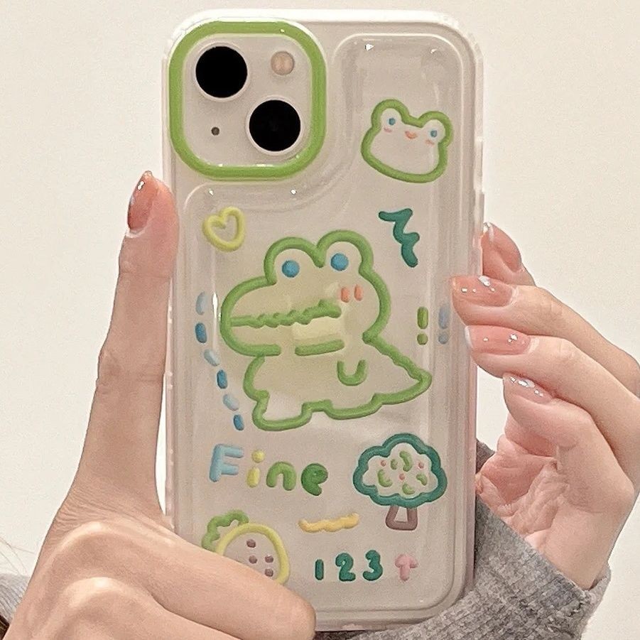 小眾綠色鱷魚 適用iPhone 14 iPhone13pro max 蘋果12 防摔保護殼 手機殼 11 氣墊 透明 x