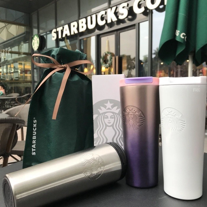 新款 STARBUCKS 星巴克保溫杯 咖啡杯 304不鏽鋼保溫杯 漸變水杯大容量隨行杯 車用水杯 創意保溫杯