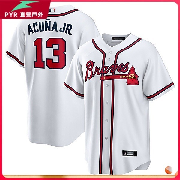 [優選]棒球服 亞特蘭大隊 Atlanta Braves 白色主場 13# Acuna jr 棒球服 球衣