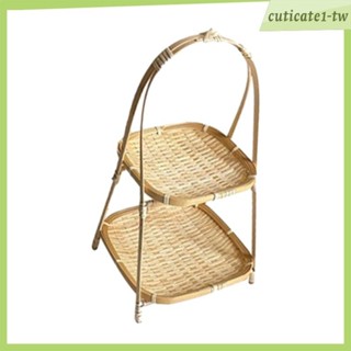 [CuticatecbTW] 手工編織水果籃食品籃水果碗架竹製收納籃
