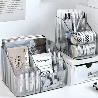 臻品家居 桌上透明化妝品收納盒高階感桌麵輕奢亞克力梳妝臺收納盒筆筒辦公