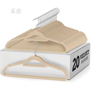 20件裝衣架植絨衣架家用衣架衣服專用無痕掛毛衣防滑防肩角晾衣架I禾苗