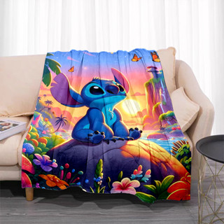 迪士尼 Disney Stitch 卡通柔軟法蘭絨毯子適合床上臥室沙發野餐毯