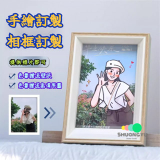 DIY手繪訂製 手繪裝飾畫 相框 結婚照訂製 寵物手繪畫 週年照片訂製 照片轉插畫 情侶全家福訂製 新婚禮物 送壁紙 送