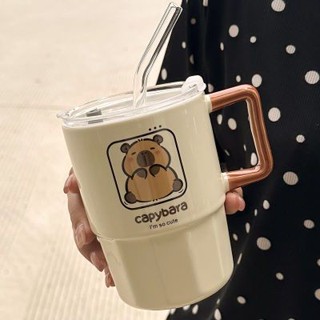 卡皮巴拉杯子 水豚馬克杯 卡皮巴拉陶瓷水杯 水豚陶瓷水杯 卡皮巴拉吸管杯 陶瓷馬克杯 吸管杯 馬克杯 生日禮物 伴手禮