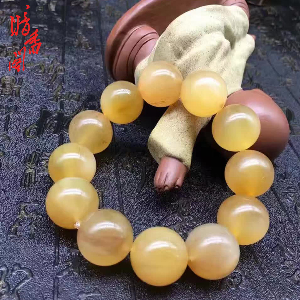 闇香閣 原生蜜色老羚羊角藏式手串 男女款文玩念珠