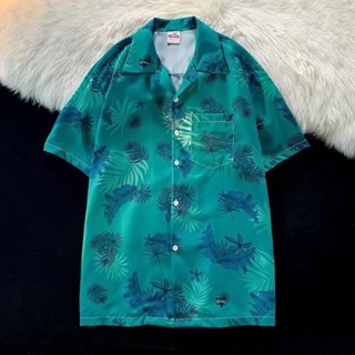 西海岸棕櫚短袖花襯衫GTA俠盜飛車復古男夏威夷