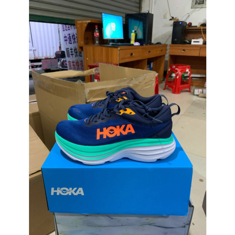 2023新款 Hoka One One Bondi 8 減震運動鞋跑鞋海軍藍綠色