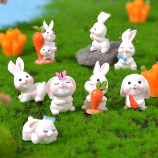微景觀迷你小白兔裝飾擺件 可愛卡通仿真動物 樹脂DIY 盆景造景小擺件
