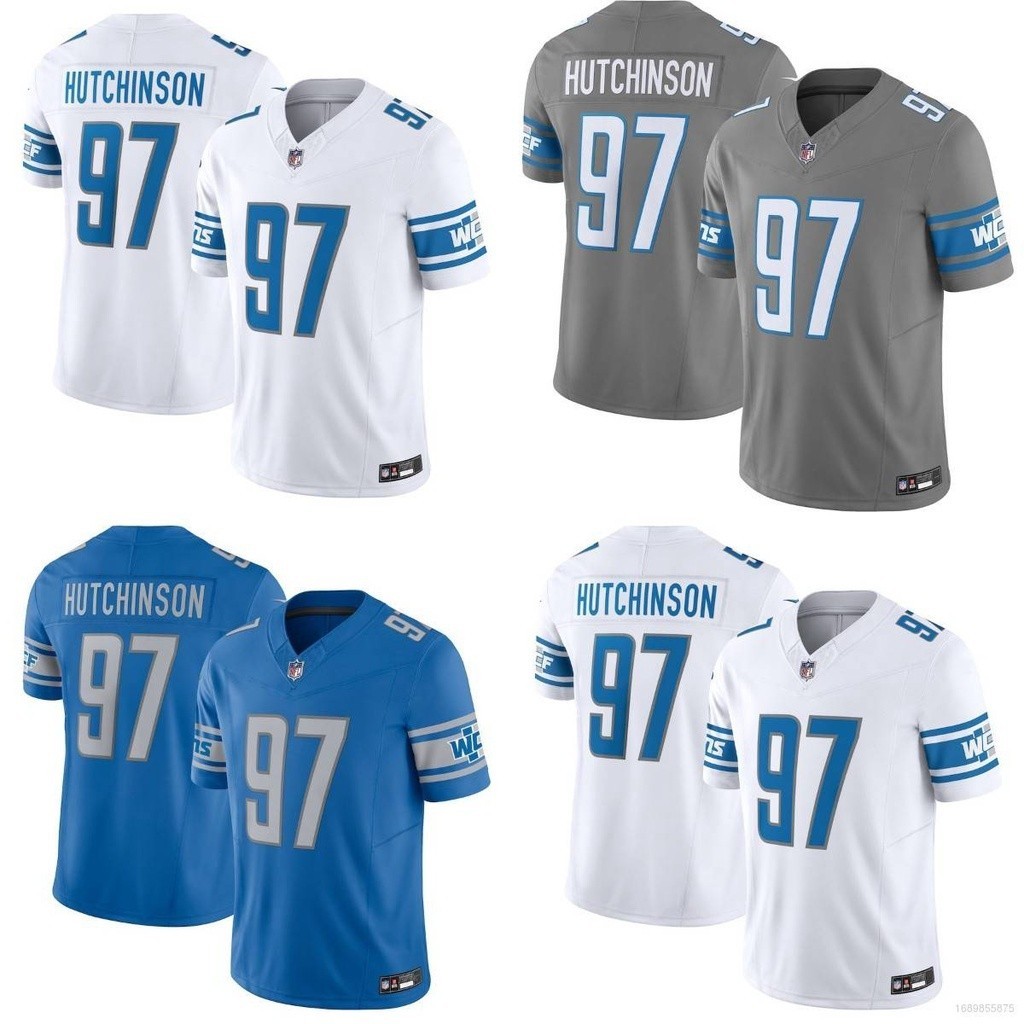 全新 NFL 底特律獅子隊球衣 Aidan Hutchinson 足球 T 恤運動 T 恤球迷版加大碼