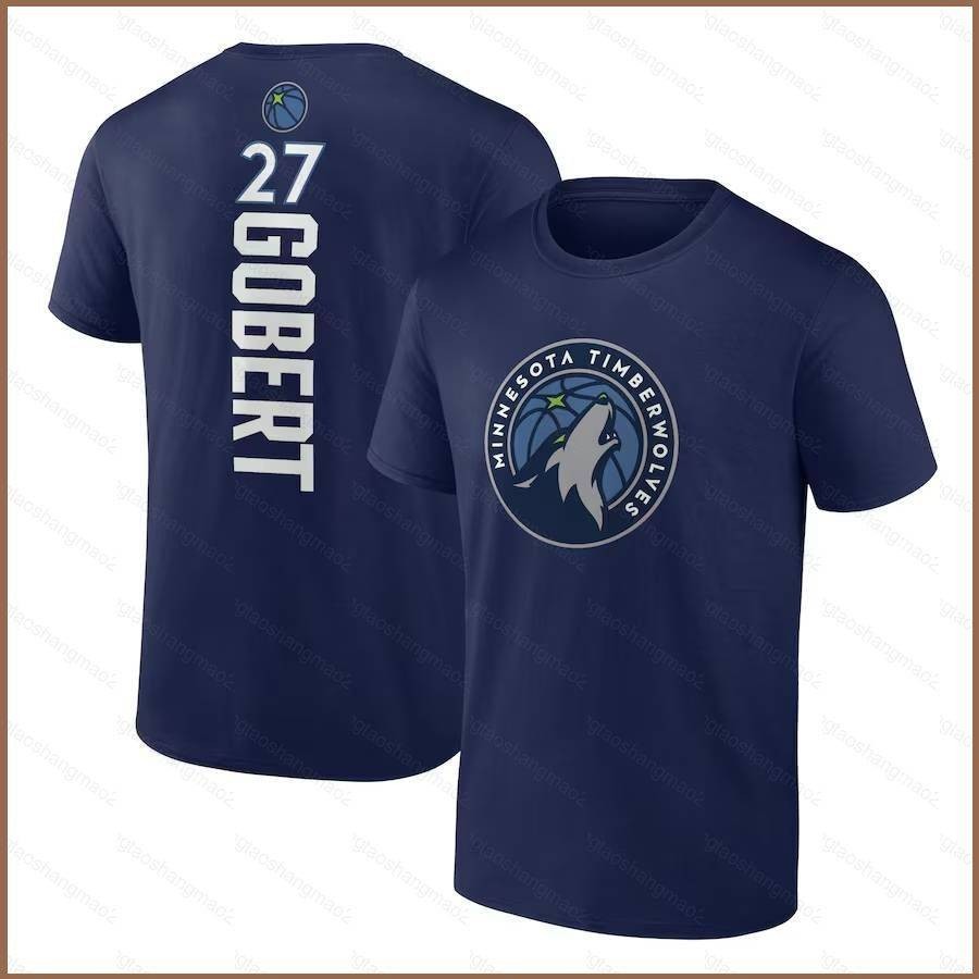 Sl NBA 明尼蘇達森林狼隊魯迪戈伯特球衣海軍圖標版 T 恤兒童成人加大碼