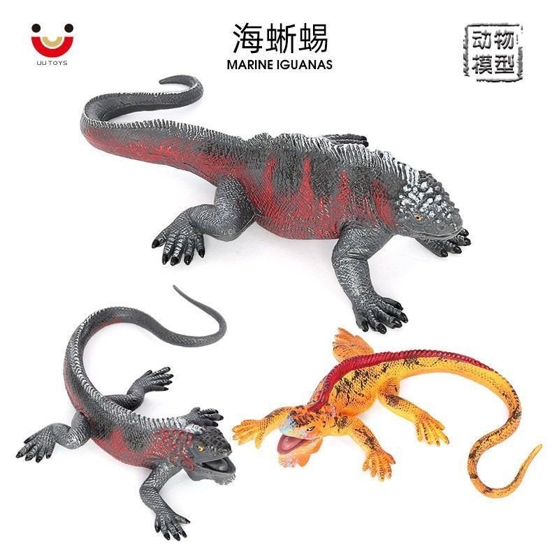 ♚樂樂屋♚仿真蜥蜴爬行動物模型 海蜥蜴實心靜態擺件 兒童玩具兩棲動物模型