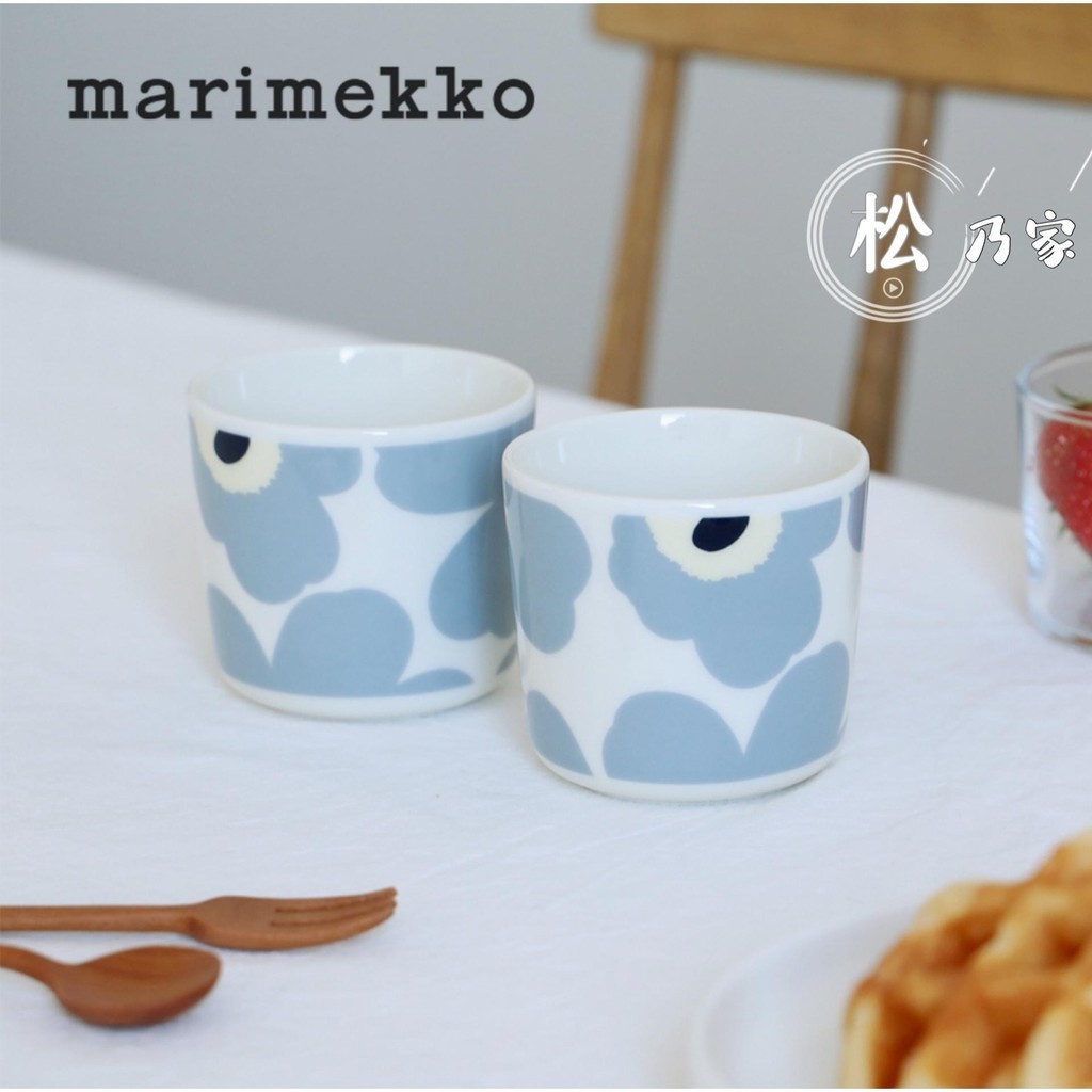 Marimekko Unikko 2024春季日本限定 淺藍色 字母馬克杯手握 碗盤