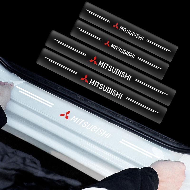 MITSUBISHI 4 件裝汽車三維透明車門門檻踏板保護貼紙適用於三菱 ASX Lancer 帕杰羅歐藍德 L200