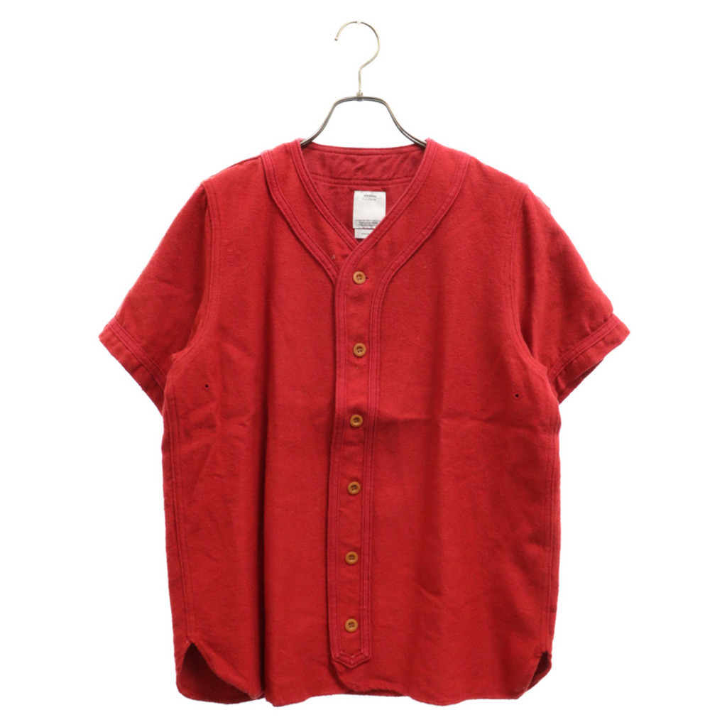 visvim ViS M I 5襯衫羊毛 絲 亞麻布 紅色 短袖 日本直送 二手