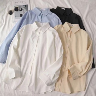 衣時尚 長袖襯衫 防曬衣 空調衫 薄外套 S-XL 新款寬鬆學生ins港風原宿復古長袖新款外套襯衫-1441.