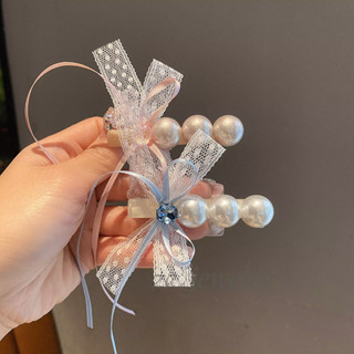 布藝蕾絲蝴蝶結珍珠韓國甜美氣質珍珠髮夾