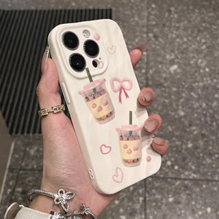 手機 保護殼 iPhone粉色 珍珠 奶茶 iPhone15promax手機殼 蘋果 14Plus軟11/12/13