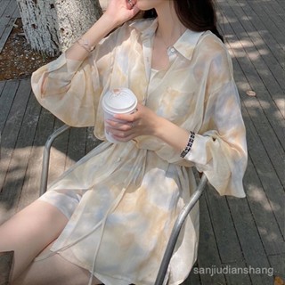 [❤️FLAA❤️] 防曬衣女2025夏季新款韓版時尚氣質襯衫上衣闊腿短褲洋氣女兩件套 韓係穿搭夏天 套裝夏天韓版