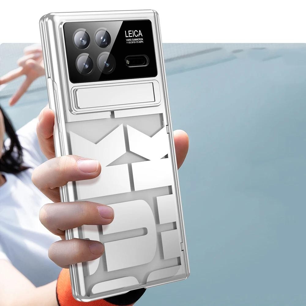 XIAOMI 適用於小米 MIX Fold 3 外殼鉸鏈機械時尚電鍍透明支架 360 全屏保護套適用於 MIX Fold
