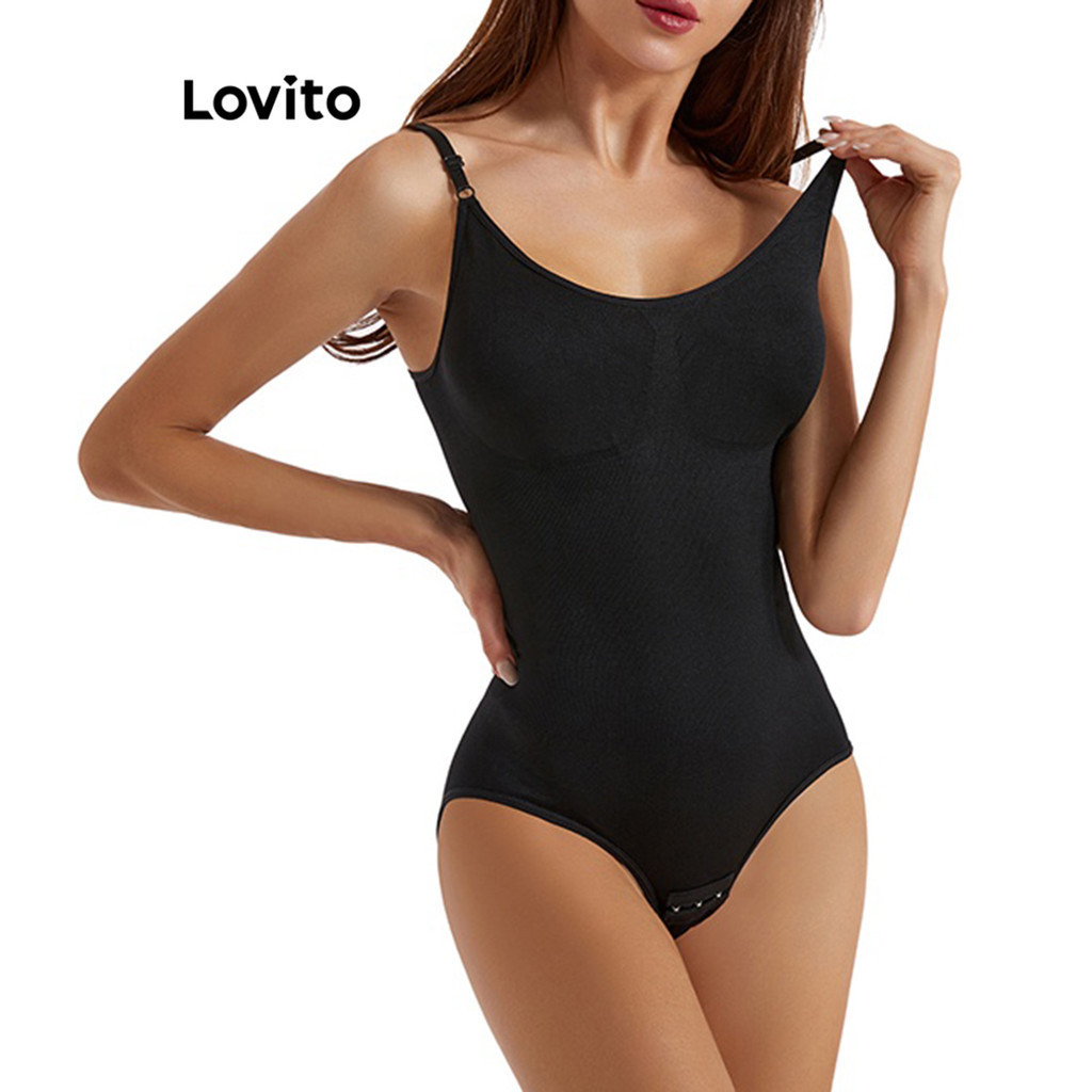 Lovito 女性感素色基本款連身衣 LCW02112