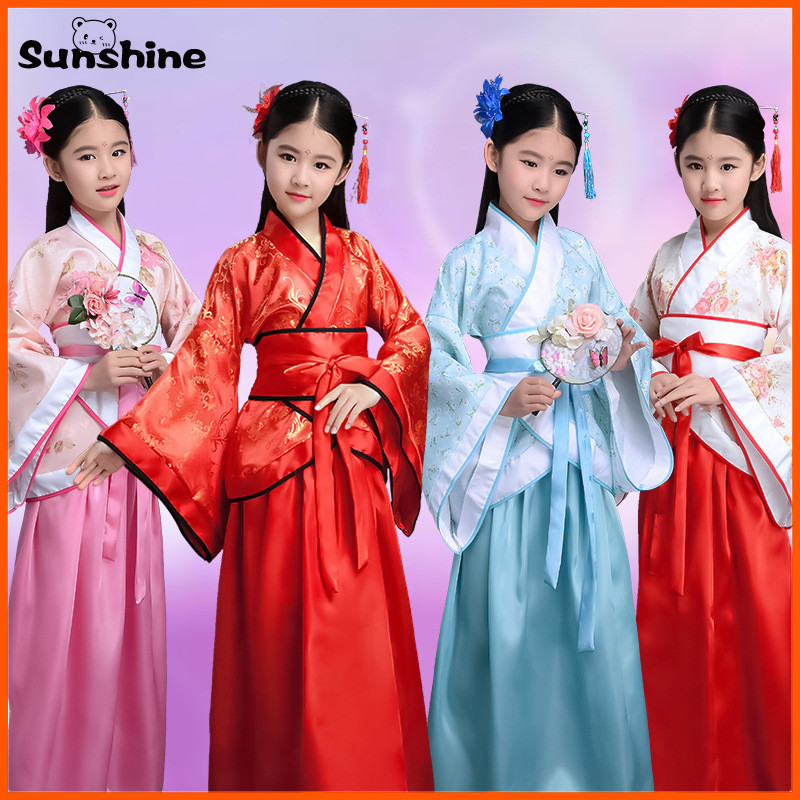中國古代服飾女童兒童和服傳統民族扇子學生合唱舞蹈服裝日式浴衣和服風格