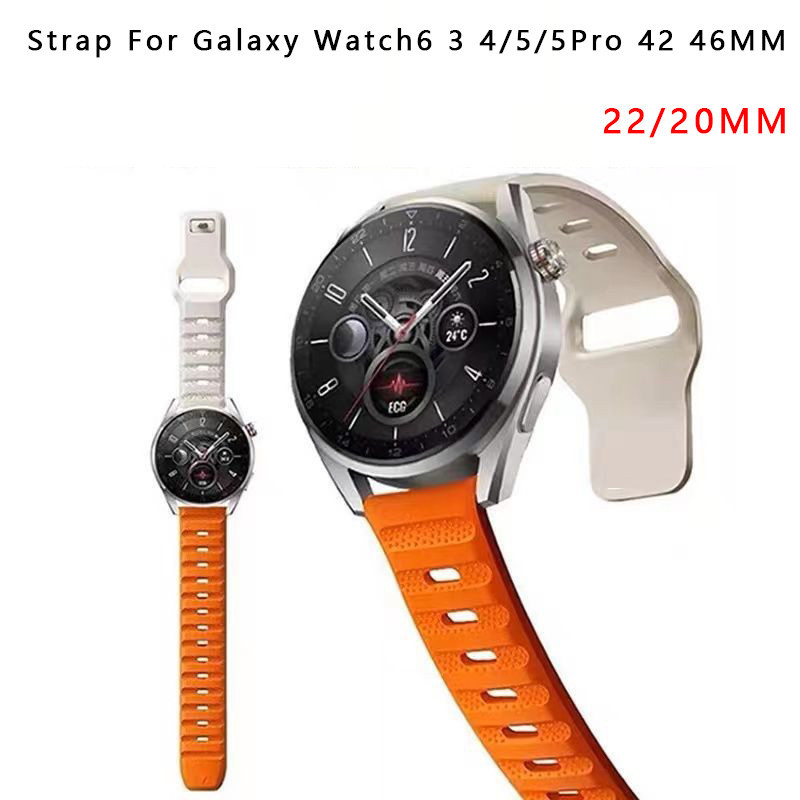 適用於三星Galaxy Watch 6/5/4 矽膠錶帶 40 44mm 6classic 5 pro替換腕帶