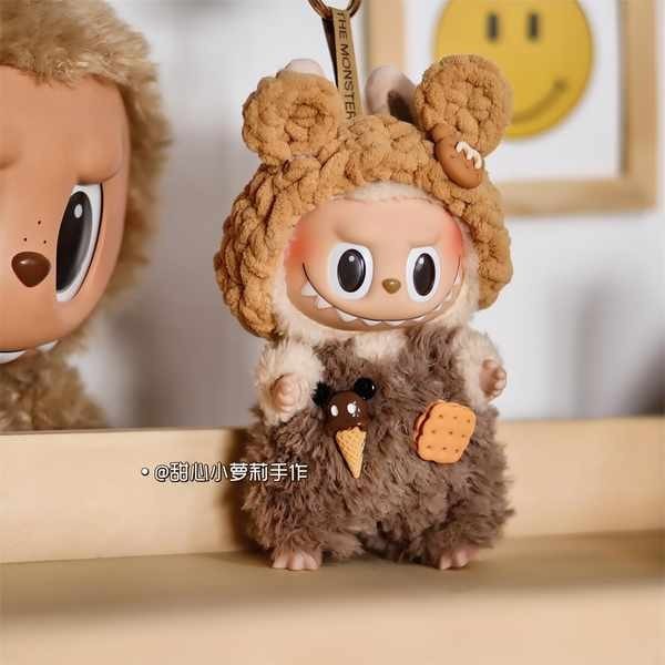 小熊餅乾娃衣適用17cm吊飾拉布布labubu搪膠玩偶草莓熊衣服著替