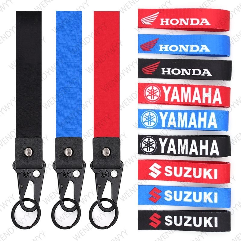 HONDA SUZUKI 山葉 適用於本田雅馬哈鈴木摩托車的耐用摩托車電纜鑰匙圈越野摩托車織帶鑰匙鏈鑰匙扣徽章鑰匙圈