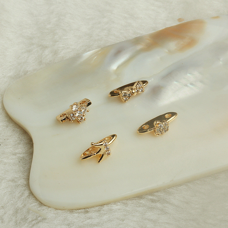 高品質tl-- 14k包金鑲鋯石雙孔皇冠手排 diy手工飾品配件 珍珠手鍊毛衣鏈隔片