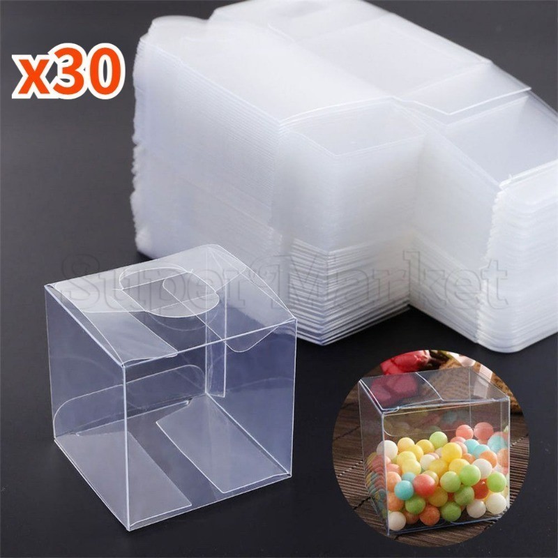 30 件透明甜點盒 - 禮品包裝盒 - 珠寶包裝盒 - 玩具收納容器 - 節日派對裝飾 - 可折疊、防水、可重複使用