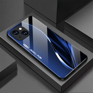 藍色鋼化玻璃手機套相機保護套手機殼商務風防摔拼接帶iphone 15Pro 15 14 8 7 Plus 13 12 M