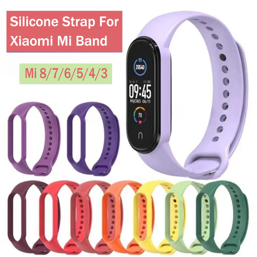 XIAOMI MI 適用於小米 Mi Band 8 7 6 5 3 4 NFC 手鍊配件的矽膠錶帶 Miband 4/5