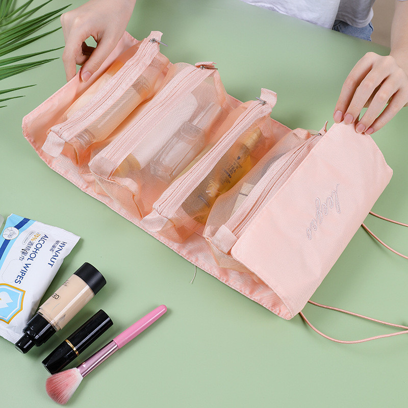 【客製化】【化妝包】可拆分 四合一 化妝包 多功能 簡約 旅行女士摺疊旅行化妝品收納洗漱包