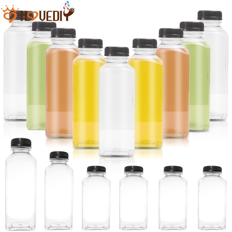 [精選] 果汁分裝瓶 - 可再填充、防漏、便攜 - 透明保鮮容器 - 帶蓋冷凍瓶 - 醬汁儲存瓶