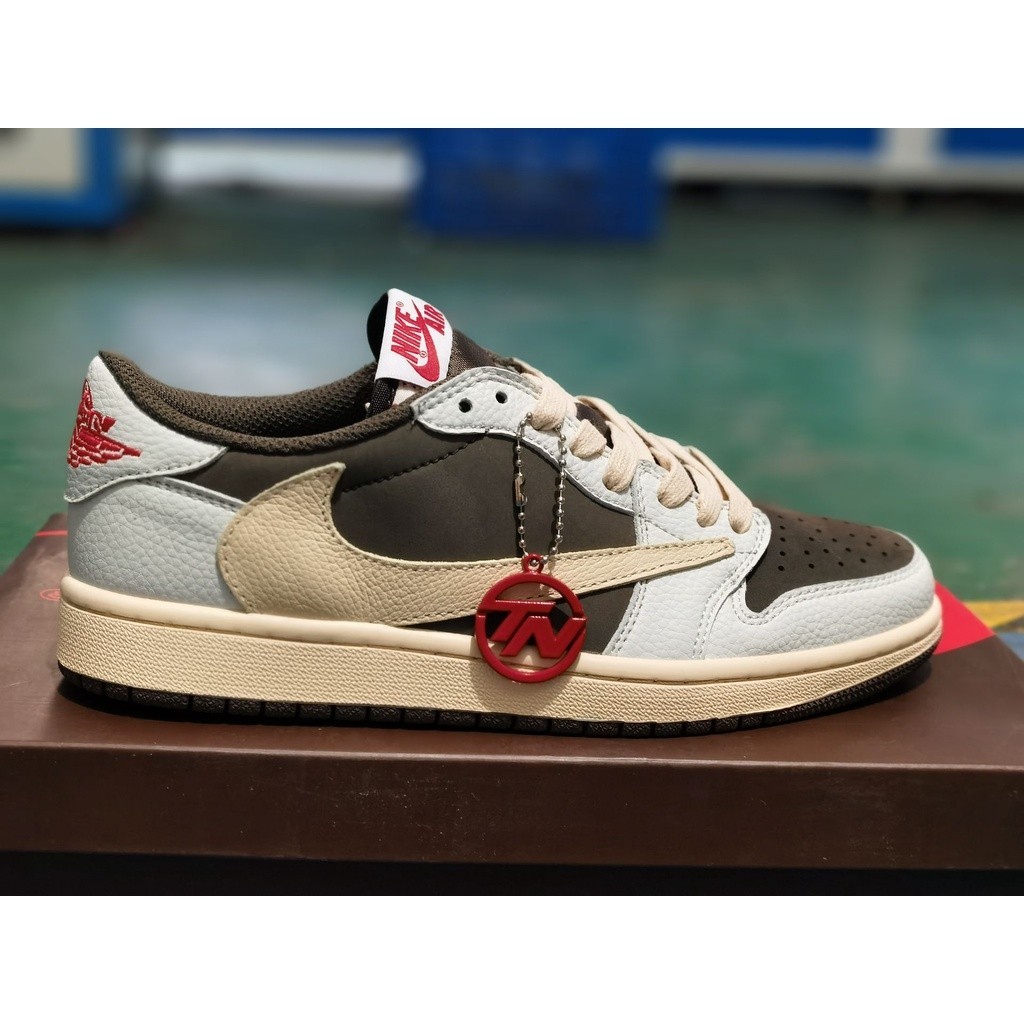 Travis Scott x Air Jordan 1 low OG SP“風帆和里奇格洛克”AJ1灰棕色倒鉤時尚摩卡休