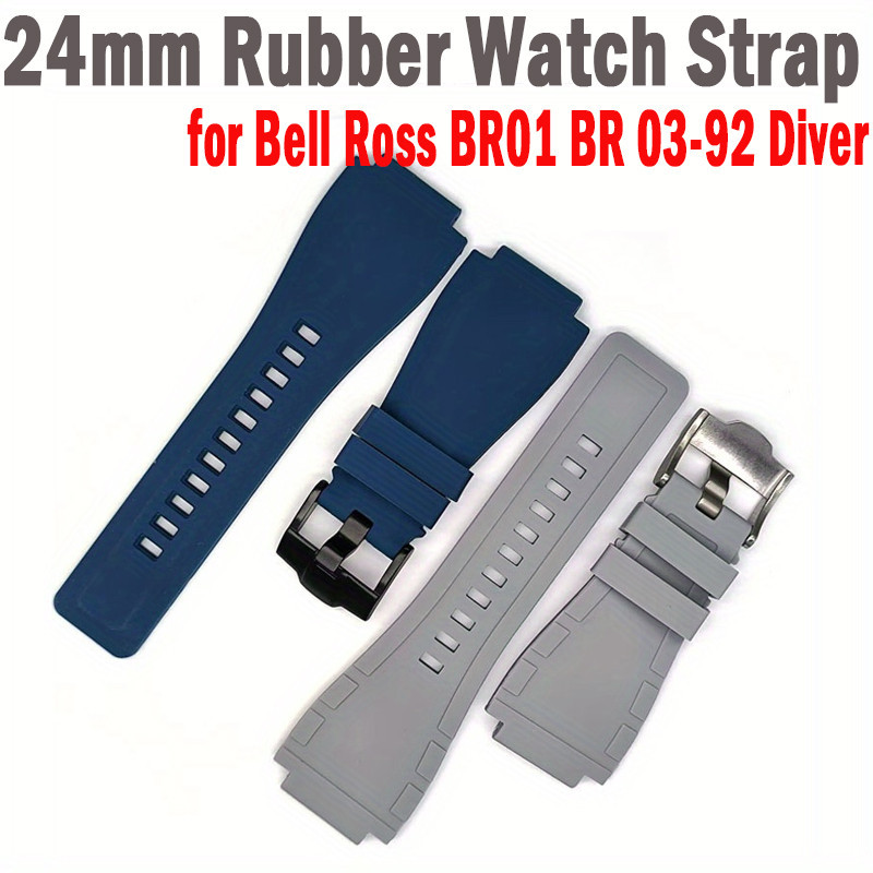 橡膠錶帶男士手鍊適用於 Bell Ross BR01 BR 03-92 Diver 24 毫米戶外運動腕帶女士錶帶