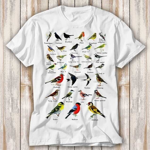 Garden Birds All British &amp; European Nature 清單 T 恤上衣 T 恤男女通用