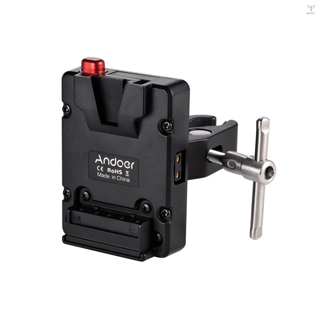 Andoer Mini Nano V-lock mount 電池電源適配器板,帶鉗夾,用於 Mini V 型電池