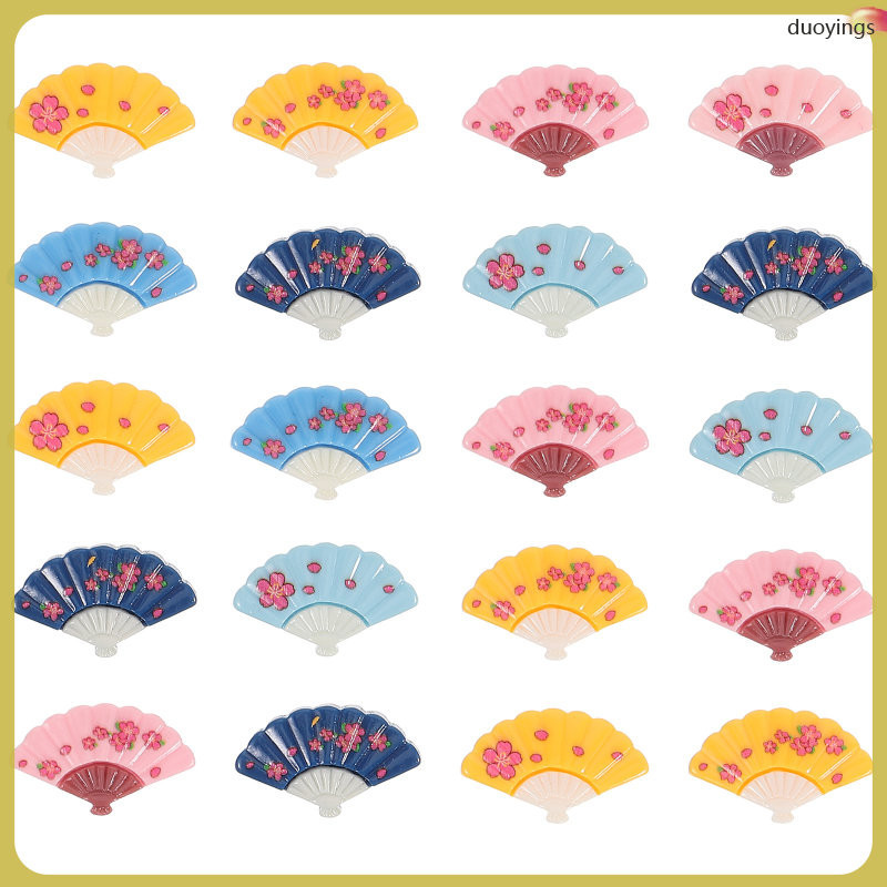 日式櫻花扇樹脂配件手工材料(混批折疊清漆)20件中式手持迷你扇子工藝品散裝浮標