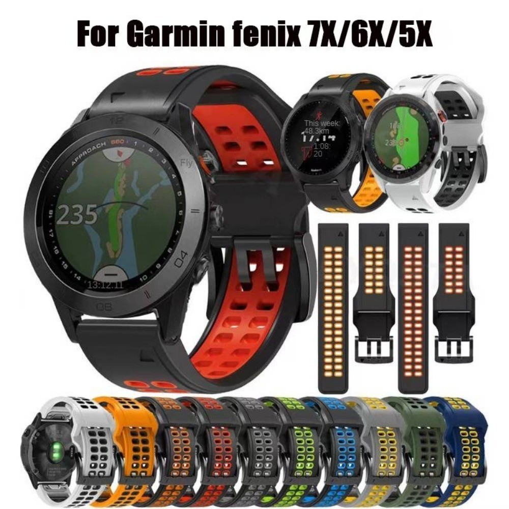 22/26 毫米智能手錶矽膠錶帶適用於 Garmin Fenix 7 7X 6X 6 Pro 5 5X Plus 3 3